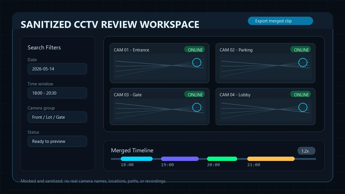 Sanitized CCTV Playback Workspace mock interface
